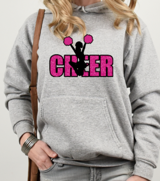 CHEER PINK - Hooded Softstyle Sweatshirt YOUTH to ADULT sizes (multiple color/ layout choices)