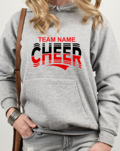 CHEER team- choose team 2 - Hooded Softstyle Sweatshirt YOUTH to ADULT sizes (multiple color/ layout choices)