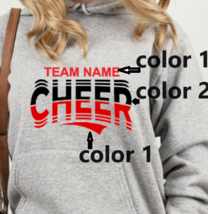 CHEER team- choose team - Hooded Softstyle Sweatshirt YOUTH to ADULT sizes (multiple color/ layout choices)
