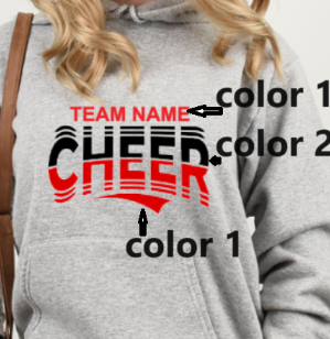 CHEER team- choose team 2 - Hooded Softstyle Sweatshirt YOUTH to ADULT sizes (multiple color/ layout choices)