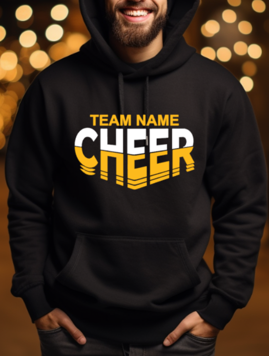 CHEER team- choose team - Hooded Softstyle Sweatshirt YOUTH to ADULT sizes (multiple color/ layout choices)