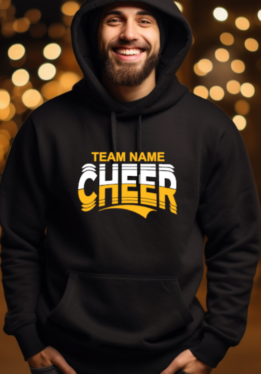 CHEER team- choose team 2 - Hooded Softstyle Sweatshirt YOUTH to ADULT sizes (multiple color/ layout choices)