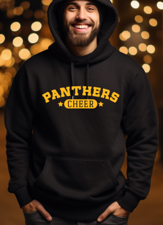 Panthers CHEER - Hooded Softstyle Sweatshirt ADULT sizes (multiple color/ layout choices)