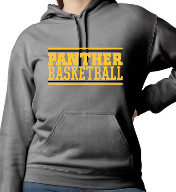 Panthers Bball Line - Hooded Softstyle Sweatshirt YOUTH to ADULT sizes (multiple color/ layout choices)