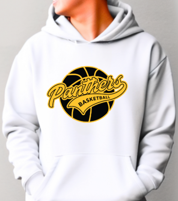 Panthers Bball Ball - Hooded Softstyle Sweatshirt YOUTH to ADULT sizes (multiple color/ layout choices)