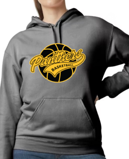 Panthers Bball Ball - Hooded Softstyle Sweatshirt YOUTH to ADULT sizes (multiple color/ layout choices)