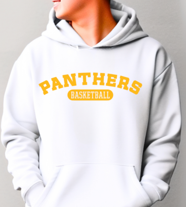 Panthers Basketball - Hooded Softstyle Sweatshirt YOUTH to ADULT sizes (multiple color/ layout choices)