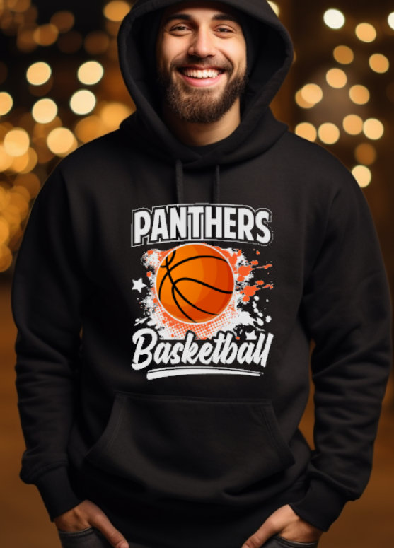 Panthers Basketball art - Hooded Softstyle Sweatshirt YOUTH to ADULT sizes (multiple color/ layout choices)