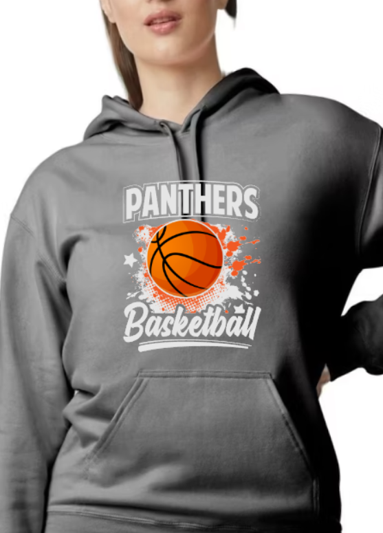 Panthers Basketball art - Hooded Softstyle Sweatshirt YOUTH to ADULT sizes (multiple color/ layout choices)