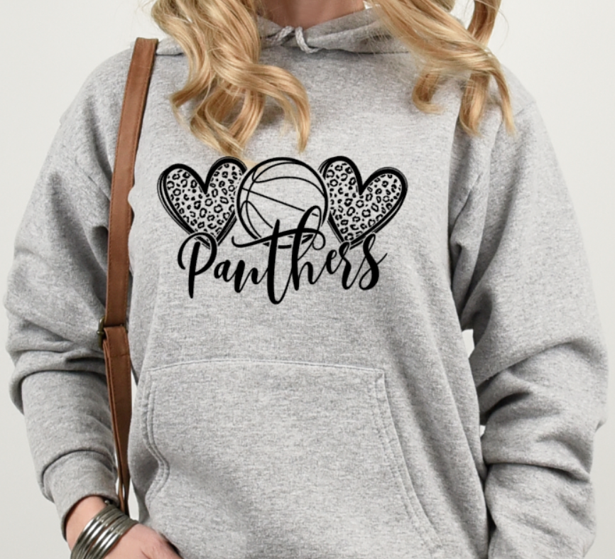 Panthers Love Basketball - Hooded Softstyle Sweatshirt YOUTH to ADULT sizes (multiple color/ layout choices)
