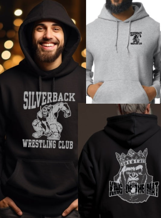 Silverback Wrestling King of the Mat Hooded SOFTSTYLE Sweatshirt YOUTH to ADULT sizes (multiple color choices)