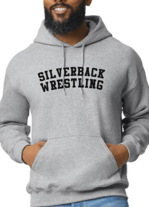 Silverback Wrestling Lettering Hooded SOFTSTYLE Sweatshirt YOUTH to ADULT sizes (multiple color choices)
