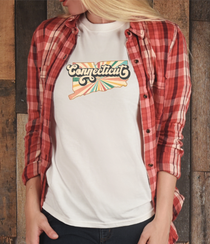 Connecticut Groovy Tshirt - Bella Canvas (lots of color choices)