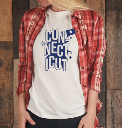 Connecticut Blue Lettering Tshirt - Bella Canvas (lots of color choices)