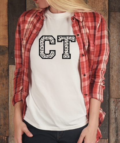Connecticut Leopard Tshirt - Bella Canvas (lots of color choices)