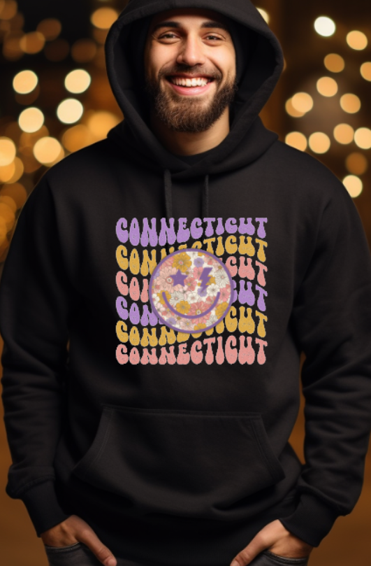 Connecticut Smiley Softstyle Hoodie - (lots of color choices)