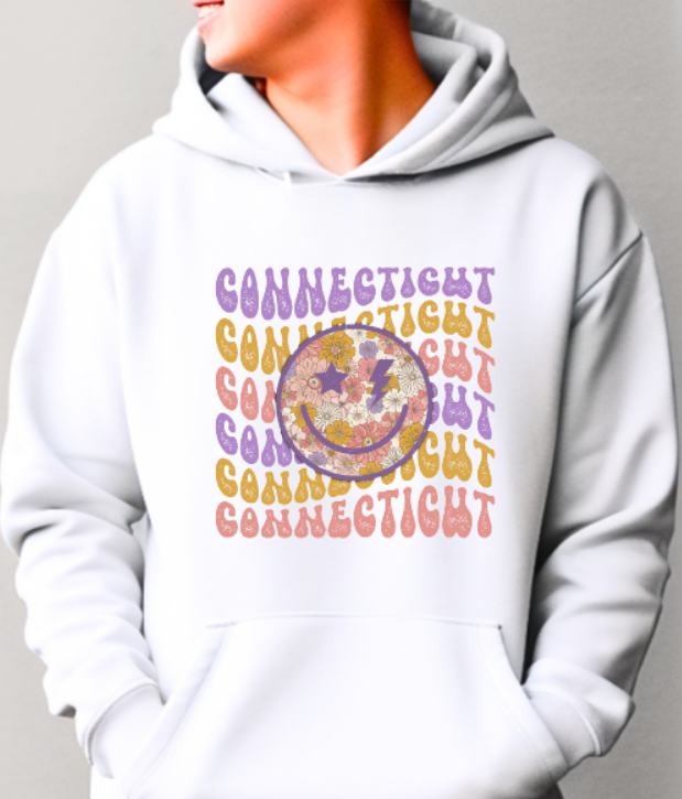 Connecticut Smiley Softstyle Hoodie - (lots of color choices)