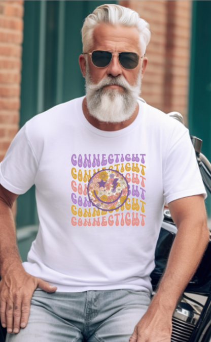 Connecticut Smiley Tshirt - Bella Canvas (lots of color choices)