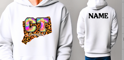 Connecticut Tye Dye Leopard Softstyle Hoodie - (lots of color choices)