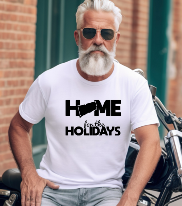 Connecticut Home for the Holidays Tshirt - Bella Canvas (lots of color choices)