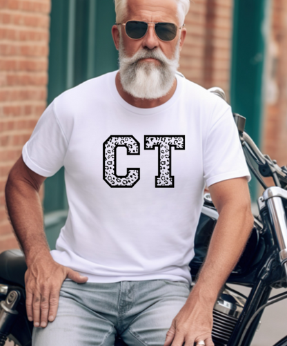 Connecticut Leopard Tshirt - Bella Canvas (lots of color choices)