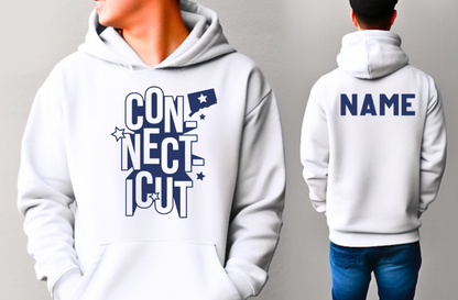 Connecticut Blue Lettering Softstyle Hoodie - (lots of color choices)