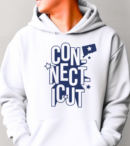 Connecticut Blue Lettering Softstyle Hoodie - (lots of color choices)