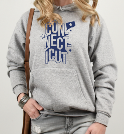 Connecticut Blue Lettering Softstyle Hoodie - (lots of color choices)