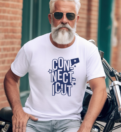 Connecticut Blue Lettering Tshirt - Bella Canvas (lots of color choices)