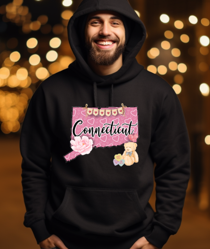 Connecticut Valentine Softstyle Hoodie - (lots of color choices)