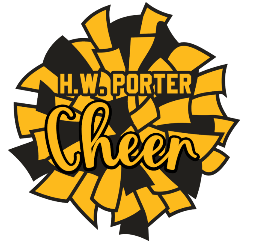 HW Porter Cheer Pom Pom (designed by Kaitlyn) - Hooded Softstyle Sweatshirt (multiple color/ layout choices)