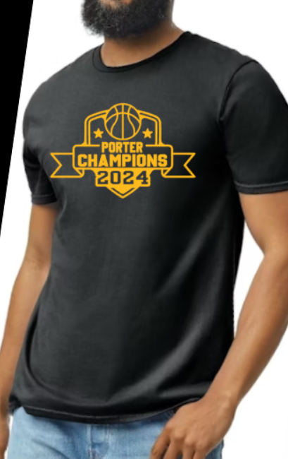 Porter Champions  ADULT NEW! Softstyle Tees - Customized Back Available