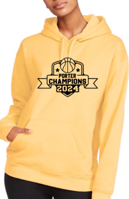 Porter Basketball Champions 2024 Softstyle Hoodie - customized back available