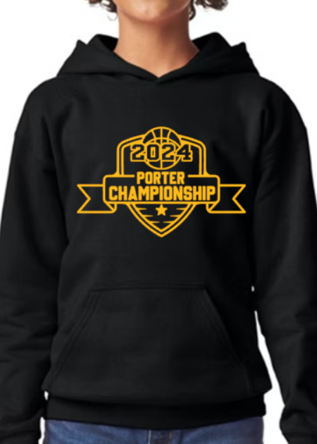 Porter Basketball Championship 2024 - Hooded YOUTH Softstyle Sweatshirt - customized back available