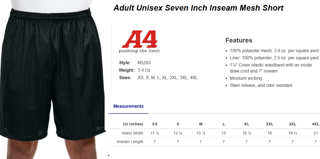 CLLL Mesh Shorts Youth (6") to Adult (7 to 9"inseam adut) GRAPHITE