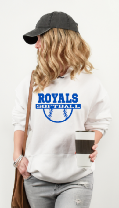 Royals Softball WHITE Softstyle Hoodie Adult - customization available