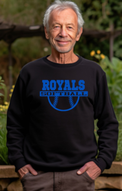 Royals Softball BLACK Crew Neck Adult Sweatshirt
