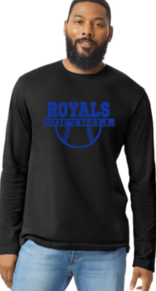 Royals Softball BLACK Long Sleeve Adult Tshirt