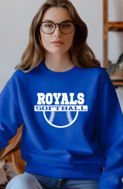 Royals Softball BLUE Crew Neck Adult Sweatshirt