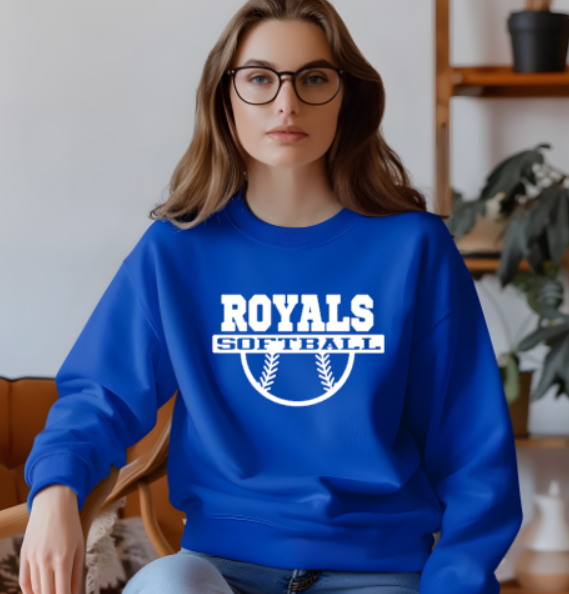Royals Softball BLUE Crew Neck Adult Sweatshirt