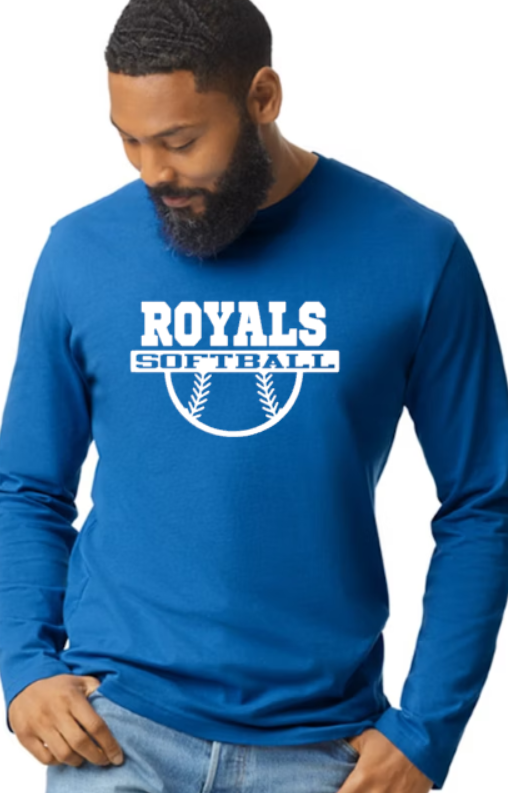 Royals Softball BLUE Long Sleeve Adult Tshirt