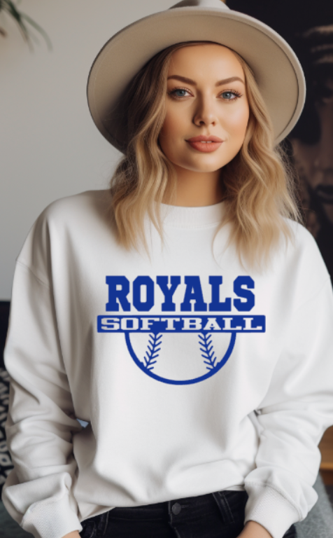 Royals Softball WHITE Crew Neck Adult Sweatshirt