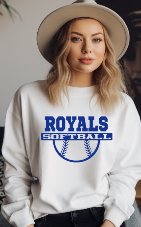 Royals Baseballl WHITE Crew Neck Adult Sweatshirt