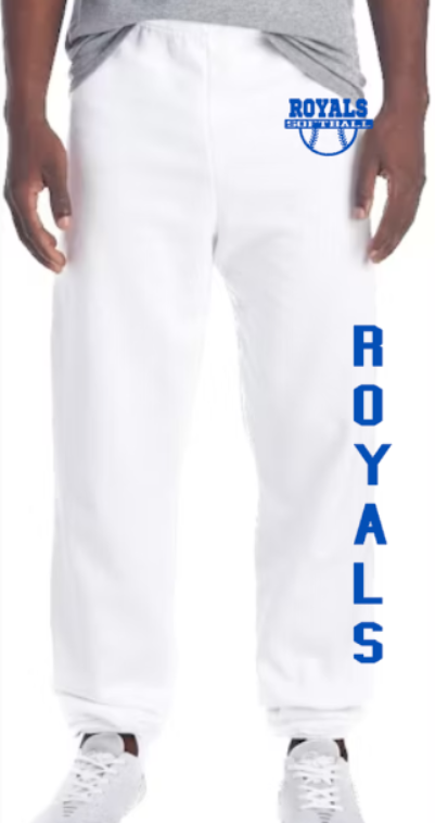 Royals Softball WHITE Sweatpants Youth to Adult