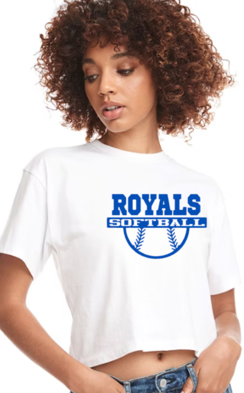 Royals Softball WHITE Crop Tee - Customization Available