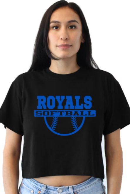 Royals Softball BLACK Crop Tee Customization Available