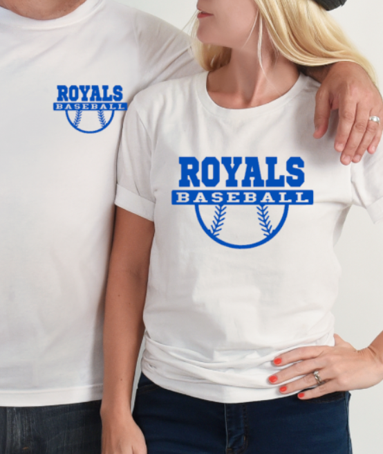 Royals Baseball White ADULT NEW! Softstyle Tees - Customization available