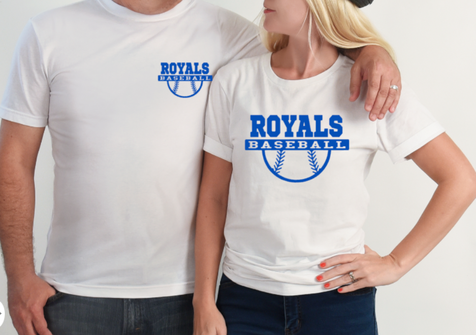 Royals Baseball White ADULT NEW! Softstyle Tees - Customization available