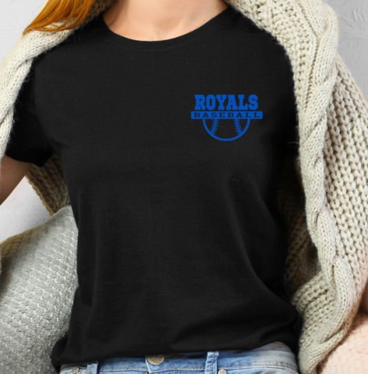 Royals Baseball BLACK ADULT NEW! Softstyle Tees - Customization available