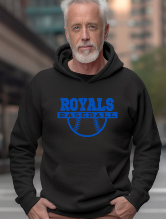 Royals Baseball BLACK Softstyle Hoodie Adult - customization available